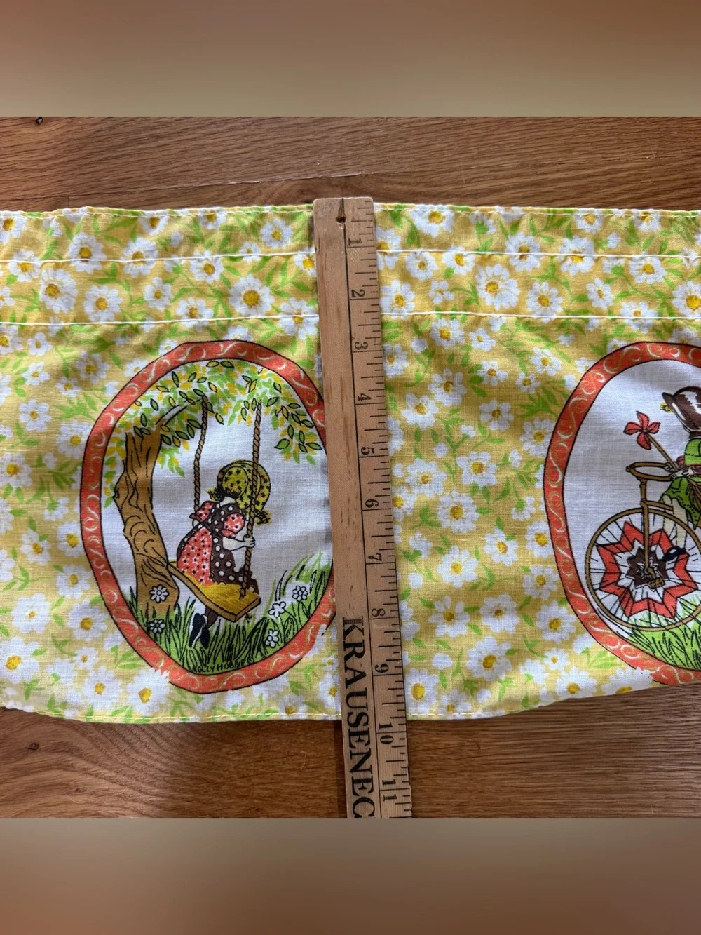 Vintage Holly Hobbie Handmade window valance Panels Pair Daisy Floral 64.5” Long